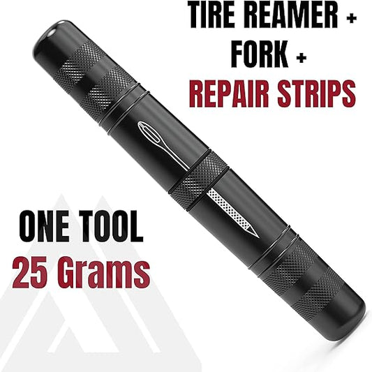 Cycling Tubeless Tyre Repair Kit for Bikes – 8 Colors! Fixes Mountain Bike and Road Bicycle Tyre Punctures – Includes Tyre Repair Fork and Reamer, 8 Bacon Strips. Tubeless Repair Made Easy