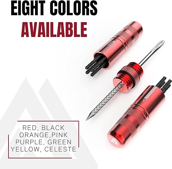 Cycling Tubeless Tyre Repair Kit for Bikes – 8 Colors! Fixes Mountain Bike and Road Bicycle Tyre Punctures – Includes Tyre Repair Fork and Reamer, 8 Bacon Strips. Tubeless Repair Made Easy
