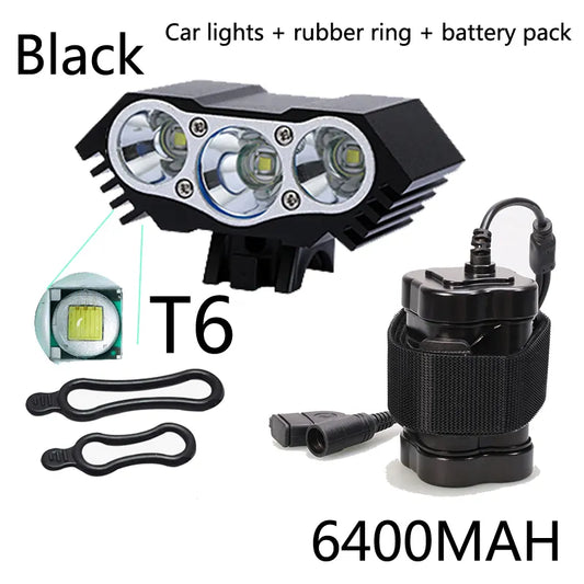 3xT6 LED Bicycle Front Light Bike Headlight Flashlight Waterproof Mountain Cycling Lamp 2700 Lumen Headlamp