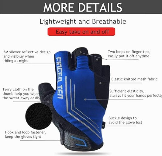 FINGER TEN Cycling Gloves for Men Gel Padded Anti-Slip Shock Absorbing, Mountain Bike Gloves Breathable BMX MTB Dirt Bike Breathable for Men Women Sport Climbing Riding Dirt Bike