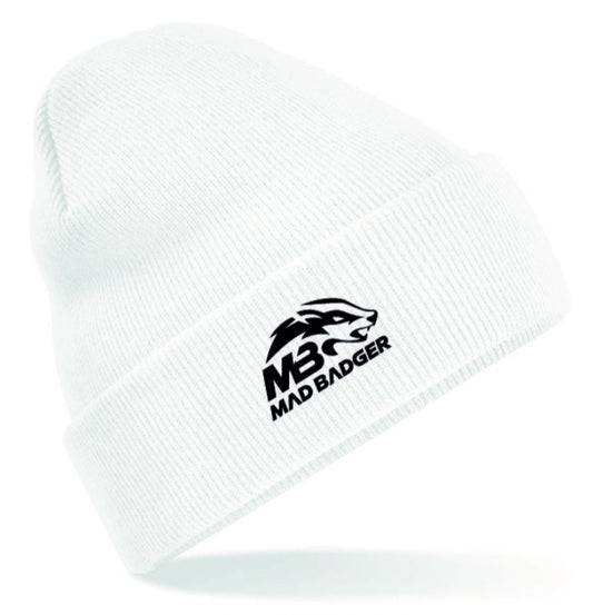 Madbadger White Beenies With free UK Delivery