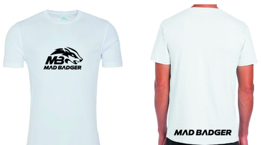 Quick Dry 100% Ployester Tee shirts With Madbadger Logo to Front and Rear Free UK Delivery