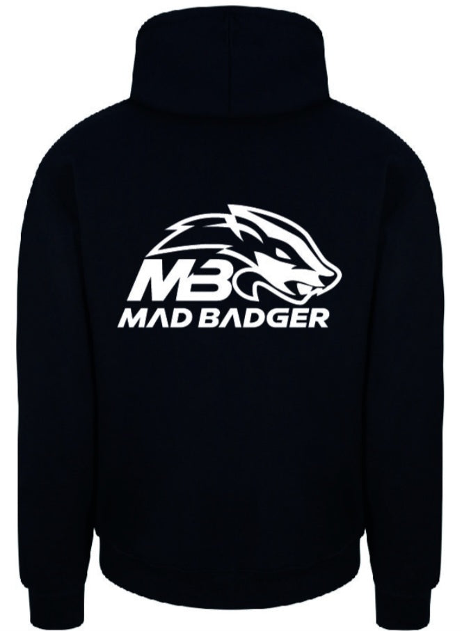 screen printed Madbadger Black hoodies