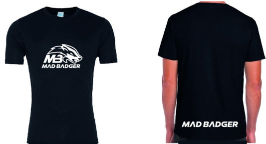 Quick Dry 100% Ployester Tee shirts With Madbadger Logo to Front and Rear Free UK Delivery