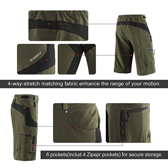 Mens MTB Cycling Shorts 5D Gel Padded Cycling Breathable Underwear Mountain Bike Loose Outdoor Downhill Shorts Mens Biker Shorts